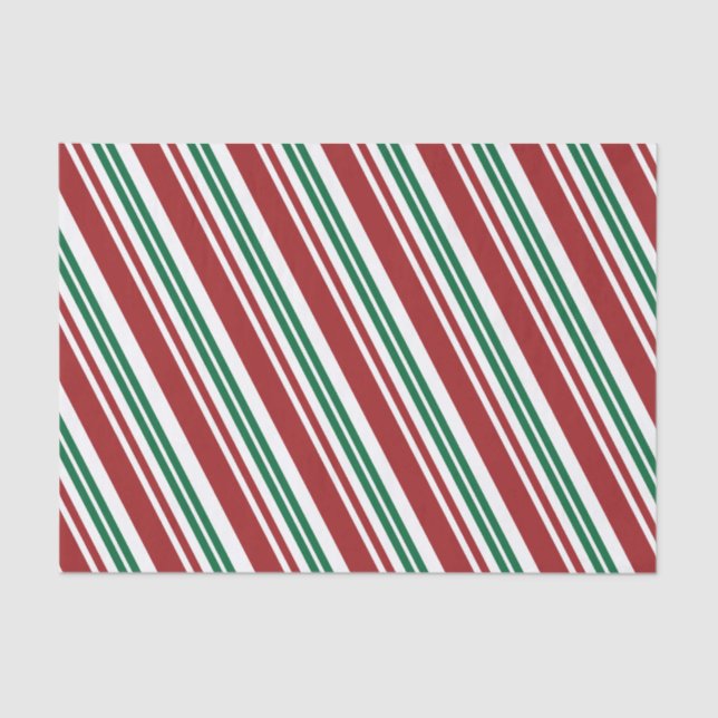 Papel De Seda Tiras de menta verde y roja (Anverso)