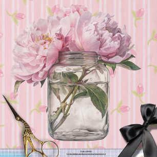 Papel De Seda Tiras dulces modernas y decoraciones rosas peonies