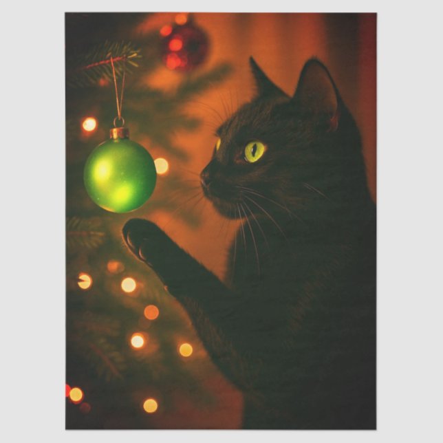 Papel De Seda Tissue/Craft Paper of Christmas Cat (Anverso)