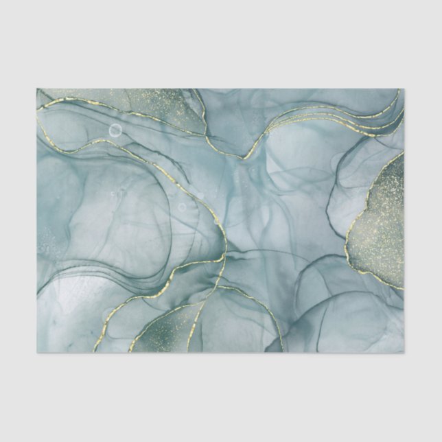 Papel De Seda Tissue Paper (25cm x 38cm) - Mint Pattern (Anverso)