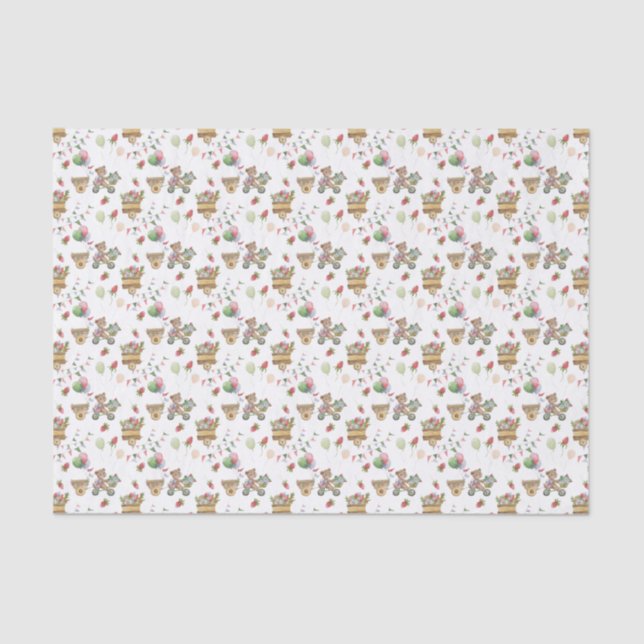 Papel De Seda Tissue Paper - Bears, Balloons & Berries Pattern (Anverso)