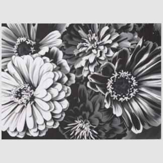 Papel De Seda Tissue paper black and white flowers