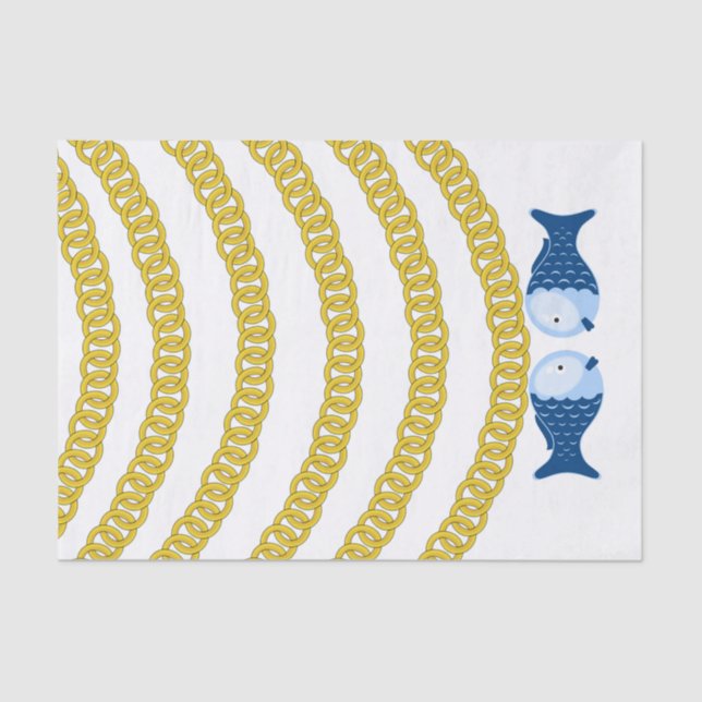 Papel De Seda Tissue Paper Gold Chain Fish (Anverso)