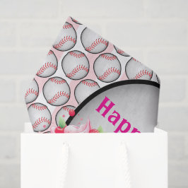 Papel De Seda Tissue Paper Pink Baseball Happy Birthday 