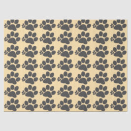 Papel De Seda Tissue Paper - Polydactyl Paw Print on Beige
