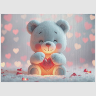 Papel De Seda Tissue Paper Teddy with a Heart 