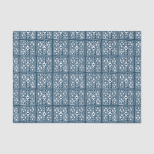 Papel De Seda Tivoli Tile Blue White Pattern