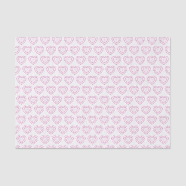 Papel De Seda Tocina tormalinosa rosa tejido de patrón cardíaco (Anverso)