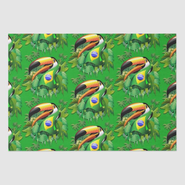 Papel De Seda Toco Toucan con bandera de Brasil (Anverso)