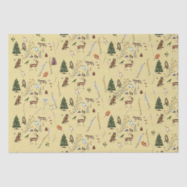 Papel De Seda Todas las ocasiones Animales de Woodland Planta Or (Anverso)