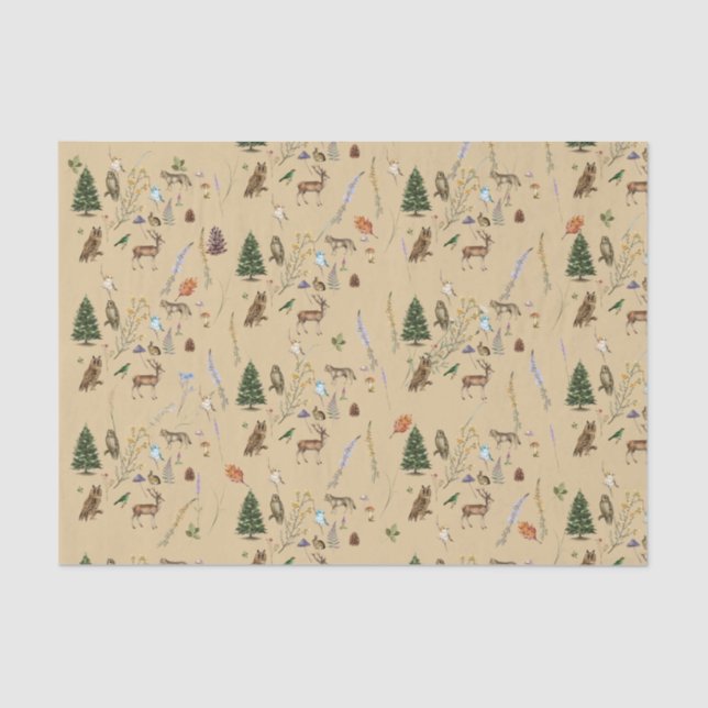 Papel De Seda Todas las ocasiones plantas de animales de Woodlan (Anverso)