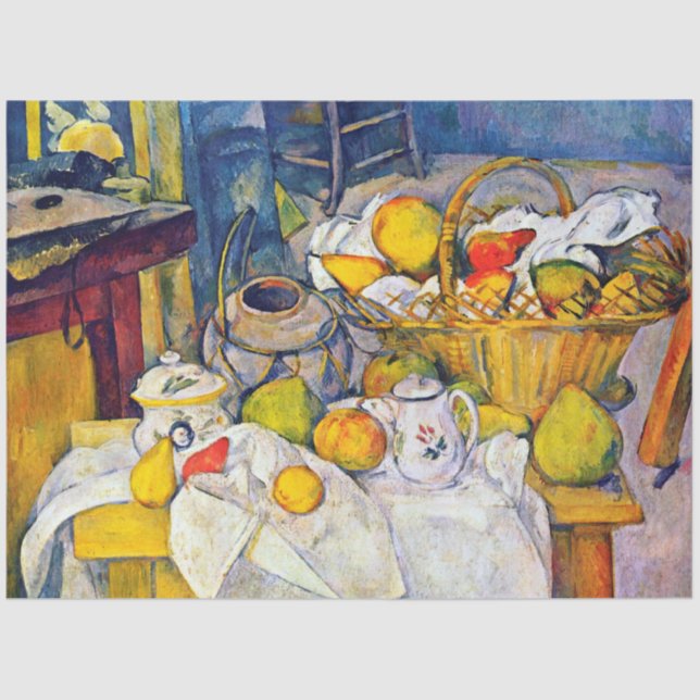 Papel De Seda Todavía la vida con cesta de frutas, Paul Cezanne (Anverso)