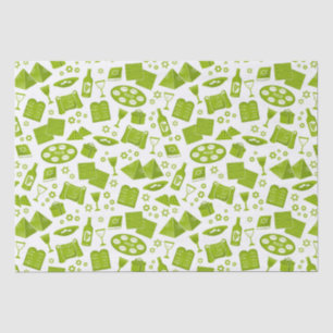 Papel De Seda Todos los símbolos de la Pascua en verde
