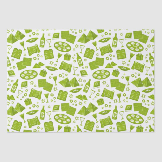 Papel De Seda Todos Los Símbolos Para La Pascua En Verde (Anverso)