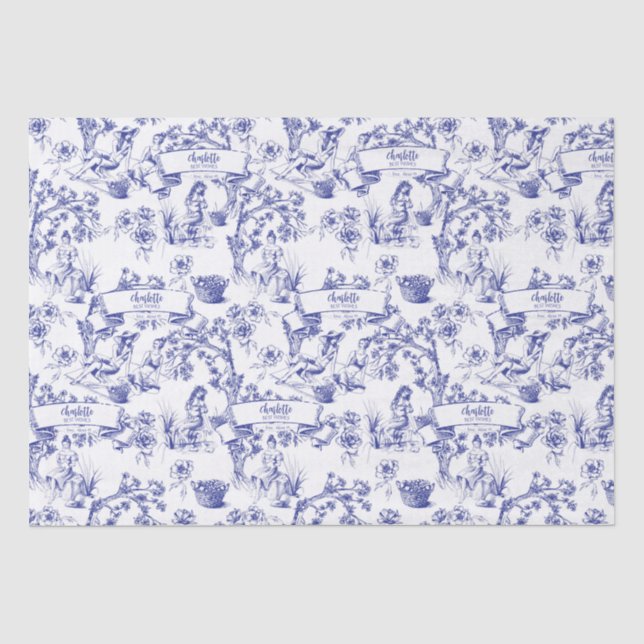 Papel De Seda Toile azul y blanco (Anverso)