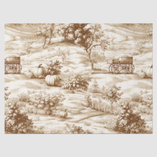 Papel De Seda Toile de calabaza campestre en patrón sepia cálido