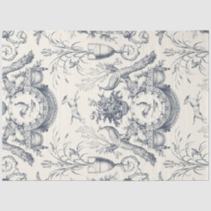 Papel De Seda Toile de gallo y granja campestre azul vintage fra