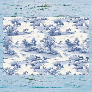Papel De Seda Toile De Jouy Blue French Rustic Pastor