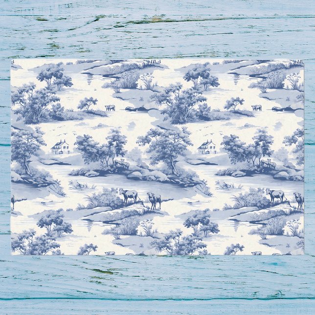 Papel De Seda Toile De Jouy Blue French Rustic Pastor (Subido por el creador)