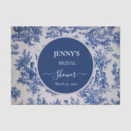 Papel De Seda Toile de Jouy Ducha azul y blanca de novias