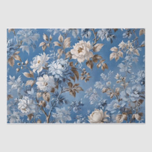 Papel De Seda Toile de Jouy floral azul vintage