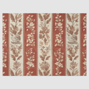 Papel De Seda Toile de Jouy Floral Estampado con Gallina Vintage