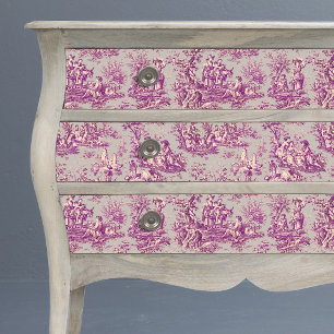 Papel De Seda Toile de Jouy Floral Gris Rosa Vintage