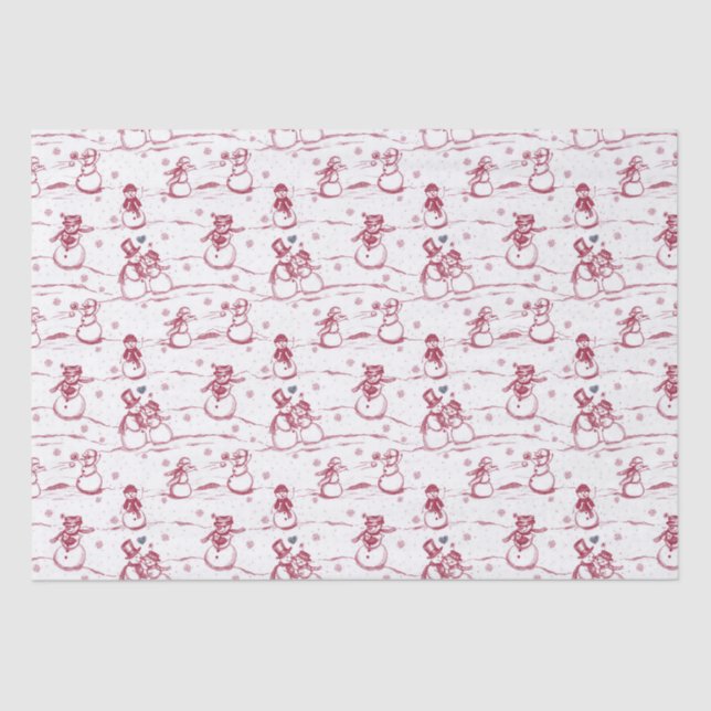 Papel De Seda Toile del desfile de Snowman - rojo (Anverso)