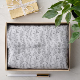 Papel De Seda Toile Floral Blanco y Negro Elegante Chic