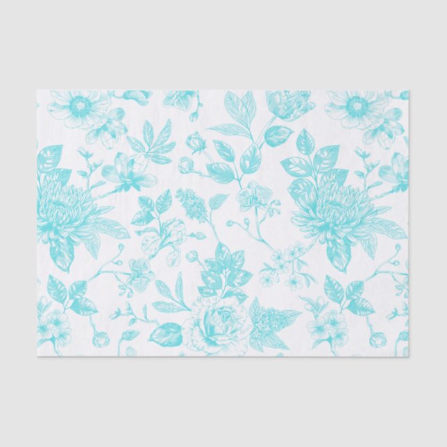 Papel De Seda Toile floral verde azulado (Anverso)
