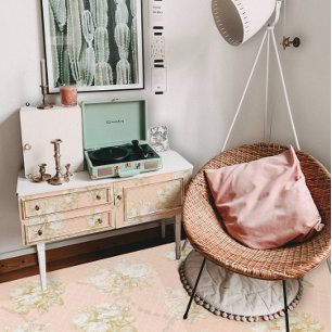 Papel De Seda Toile French Floral Bouquet Pink Gold Ephemera