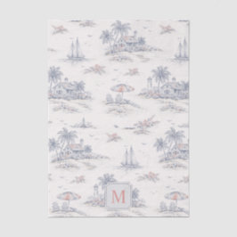 Papel De Seda Toile Monograma Tropical Costero Azul Francés