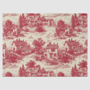 Papel De Seda Toile Rojo Tradicional - Pastoral y Arquitectónico