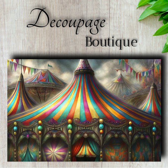 Papel De Seda Toldo de Circo Decoupage Colorido (Colorful Circus Tent Decoupage Tissue Paper)