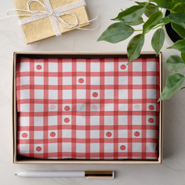 Papel De Seda Tomates de cuadros rojos lindos (Regalo )