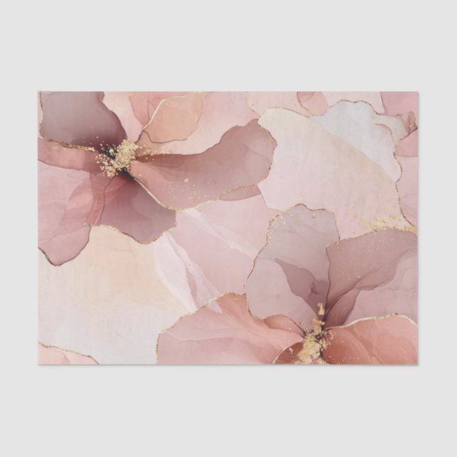 Papel De Seda Tono Rosa Dorado Romántico Floral Despedida de Sol (Anverso)