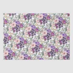 Papel De Seda Tono Rosa Floral Foliage Púrpura