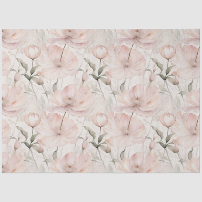 Papel De Seda Tonos de agua rosados pálidos (Anverso)