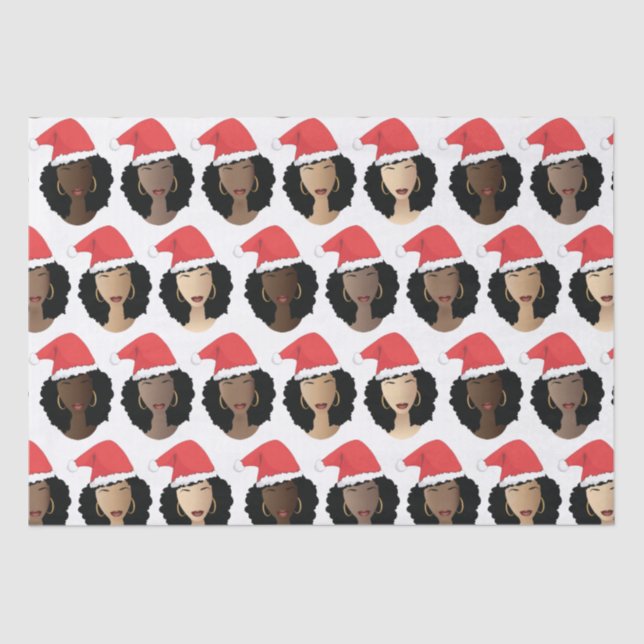 Papel De Seda Tonos de Melanin Mujeres Negras Navidades Santa Ha (Anverso)