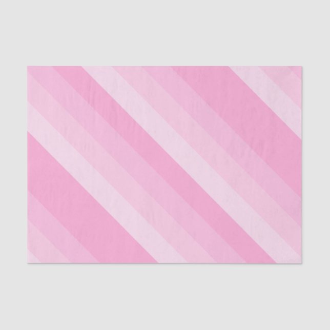 Papel De Seda Tonos de rayas diagonales rosadas (Anverso)