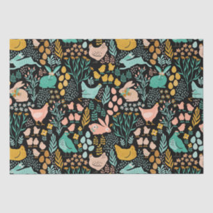 Papel De Seda Tonos pasteles Patrón de símbolos de Pascua en neg