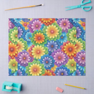 Papel De Seda Tonos Retro Caprichosos Patrón Floral Decoupage