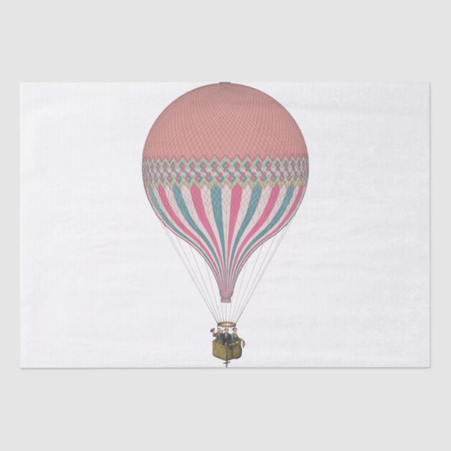 Papel De Seda Tonos rosados, azul claro, globos de aire caliente (Anverso)
