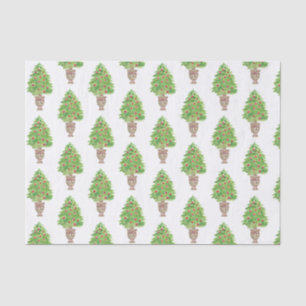 Papel De Seda Topión de árbol navideño acuarela
