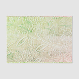 Papel De Seda Toque de verde floral bordado