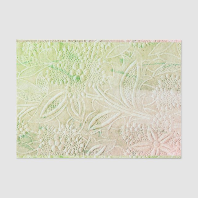 Papel De Seda Toque de verde floral bordado (Anverso)