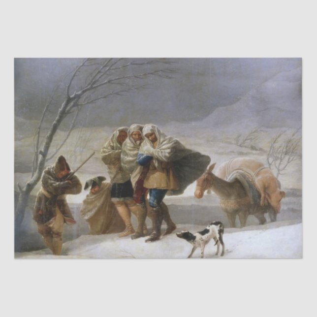 Papel De Seda Tormenta de nieve en invierno (por Francisco Goya) (Anverso)