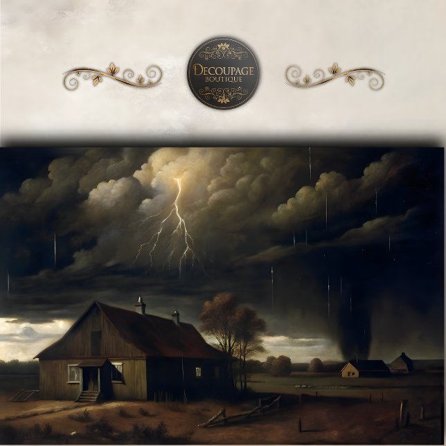 Papel De Seda Tormenta por desenlace de granjas (Storm Over Farmhouse Decoupage Tissue Paper)