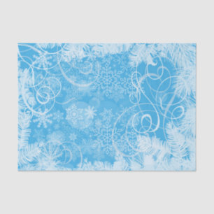 Papel De Seda Tornillos de invierno azules y copos de nieve con