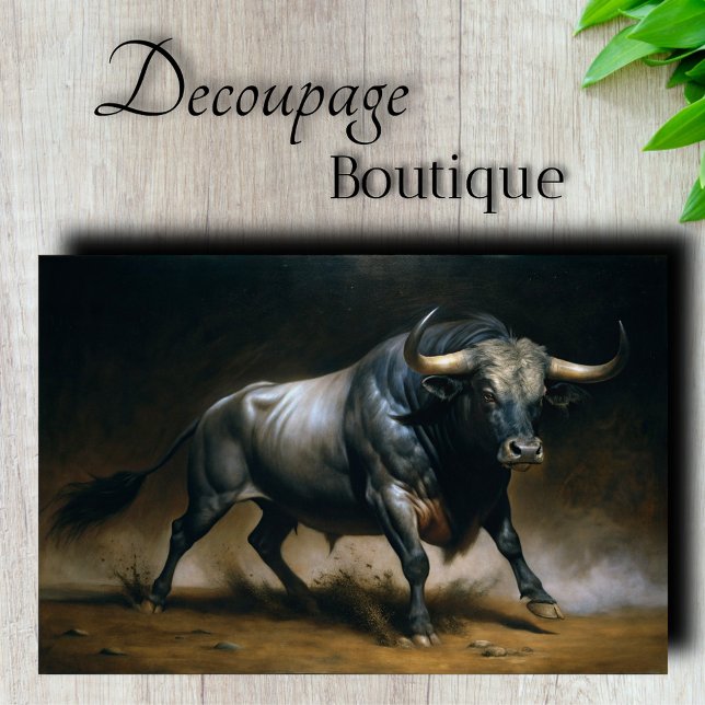 Papel De Seda Toro de Wall Street Decoupage (Charging Bull Decoupage Tissue Paper)